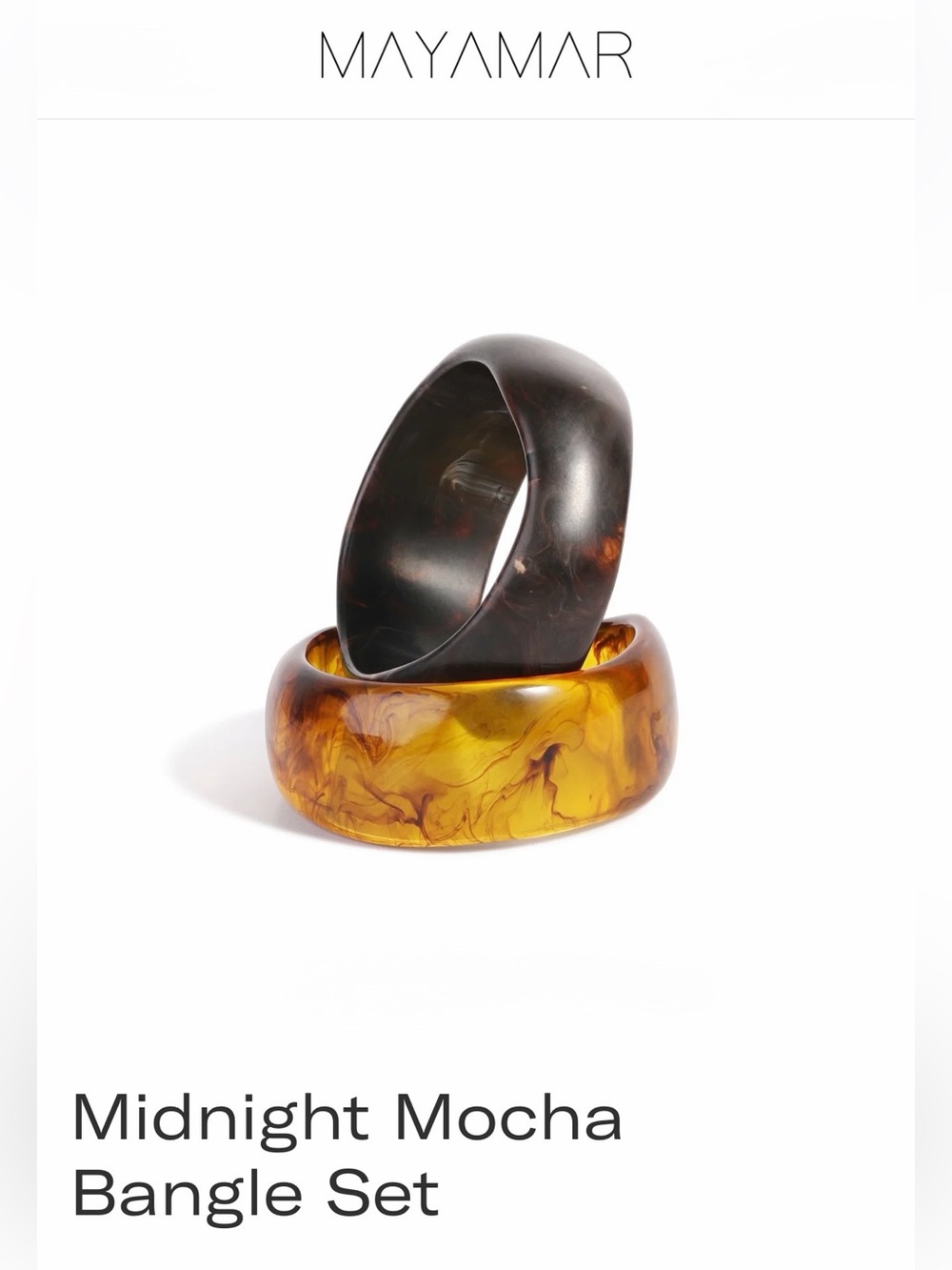 Mayamar Midnight Mocha Resin Bangle Set - Brown & Amber